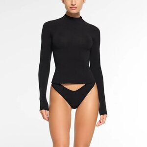 Cotton Jersey Long Sleeve Turtleneck | Soot